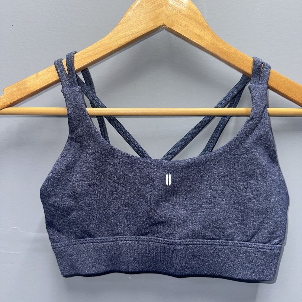 NOBULL Women Strappy Crossback Sports Bra Heather Navy Blue XS CrossFit Training